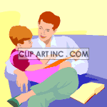 father_and_son_reading0001aa clipart. Commercial use image # 121867