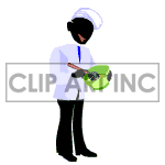 Animated chef making food. clipart.