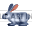 Small animated bunny with wiggly ears clipart.