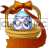 Animated Easter egg basket with red ribbon clipart.