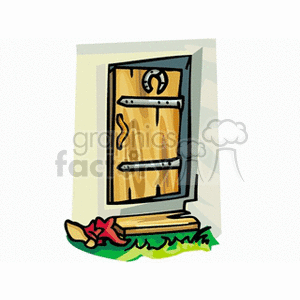 Golden Barn Door with Horseshoe Hanging clipart. Royalty-free image # 128276
