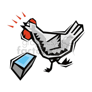Rooster Crowing By a Box of Water clipart. Commercial use image # 128325