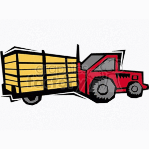 Tractor pulling a trailer clipart. Royalty-free image # 128742