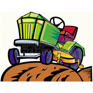clipart - Green riding lawnmower.