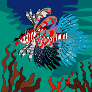 A Multicolored fish in the sea clipart.
