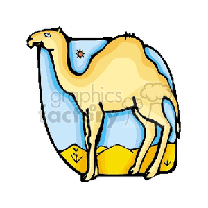 camel in the desert clipart. Commercial use image # 128874