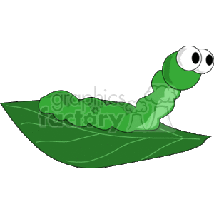 Little green worm sitting on a leaf clipart. Royalty-free image # 129035