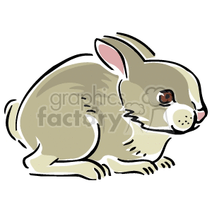 Baby Grey Rabbit with Pink Ears clipart.