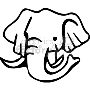  Black and white close-up of elephant face clipart.