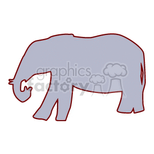 Silhouette of large, gray elephant clipart.