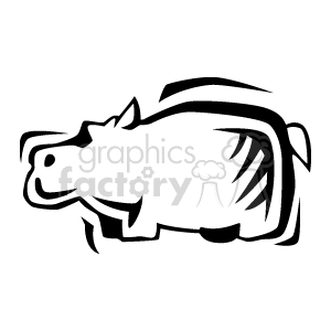 Black and white abstract hippopotamus clipart. Royalty-free image # 129714