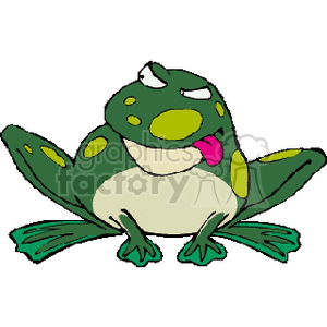 Angry looking cartoon frog with spots clipart.