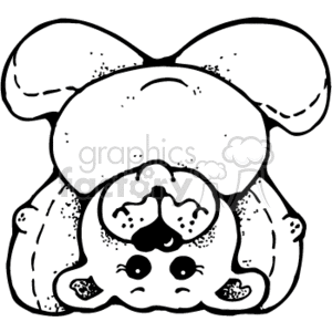 The clipart image shows a black and white line art drawing of a cute, country-style teddy bear standing up on its hind legs with its arms at its sides and its head facing forward.