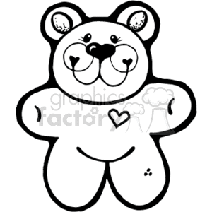 Black and white cute teddy bear clipart.