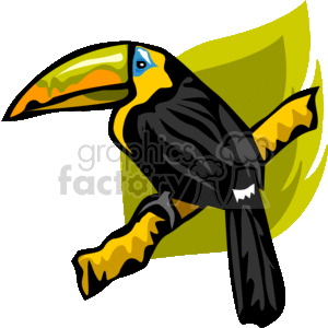 Toucan sitting on a branch clipart. Commercial use image # 130185
