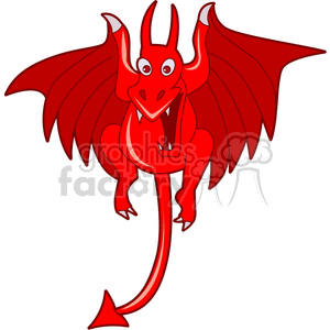 Red cartoon dragon clipart.