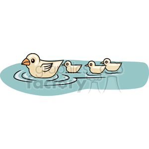 Mother duck and three chicks clipart.