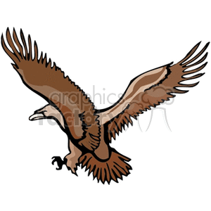 clipart - Brown eagle in flight.