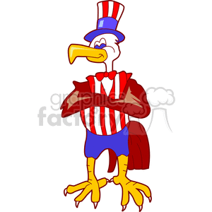 clipart - Cartoon eagle dressed as Uncle Sam.