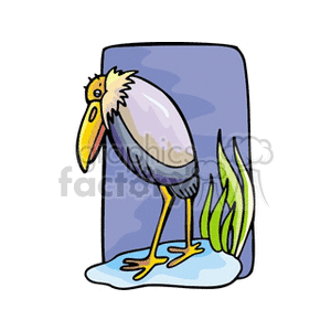 Stork standing a in puddle  clipart.