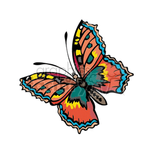 red blue  green and yellow winged butterfly on a white background clipart. Commercial use image # 130803
