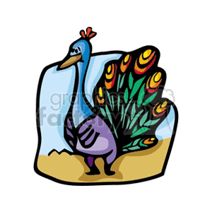 Colorful cartoon peacock  clipart. Royalty-free image # 130879