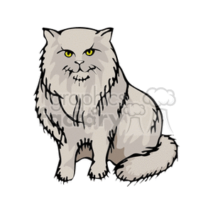 Gray Persian cat with green eyes clipart. Commercial use image # 130991