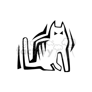 The clipart image features an abstract, stylized depiction of a cat. The design uses bold black lines to portray the feline form in a simple and artistic manner, capturing the essence of the cat's shape and posture in a minimalist fashion.