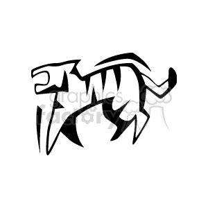 Black and white abstract of a roaring tiger clipart.