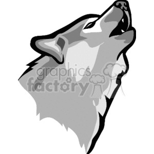 Wolf howling at the moon clipart.