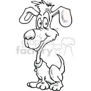black and white cartoon dog clipart. Commercial use image # 131937