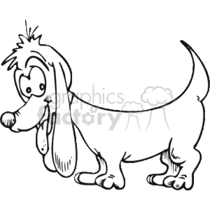 black and white cartoon dachshund clipart.