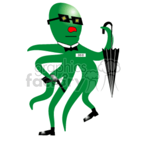 green gangster octopus clipart.