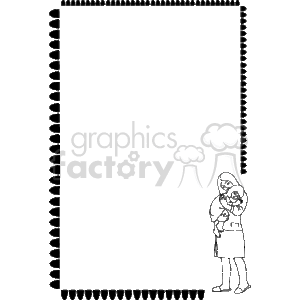 Mother holding a child with half ovals border clipart.