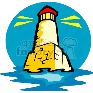 clipart - Lighthouse in the water.