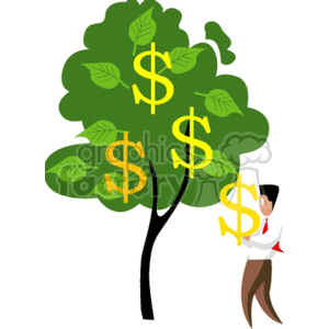 money tree trees dollars man guy financial gif Clip Art Business signs 