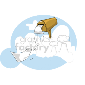 Mailbox on cloud with letters falling out of it clipart. Royalty-free image # 136601