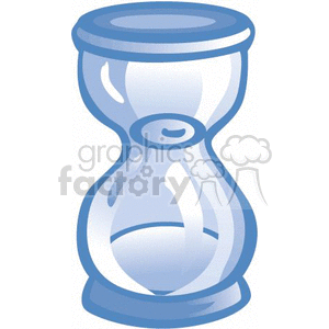The clipart image depicts an hourglass, a device used to measure the passage of time. It consists of two glass bulbs connected vertically by a narrow neck that allows a regulated trickle of material (commonly sand) from the upper bulb to the lower one. Typically, the hourglass is used as a symbol for the concept of time.