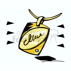 clipart - Gold personalized charm pendant.