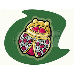 Gold ruby diamond ladybug brooch  clipart. Commercial use image # 137667