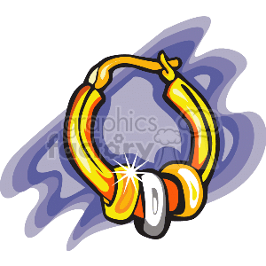 clipart - Shiny gold hoop earring with a silver ornament .