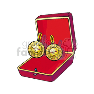 Gold dangle sun earrings with a gift box  clipart. Royalty-free image # 137710