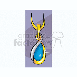 clipart - Gold and silver blue gemstone pendant .