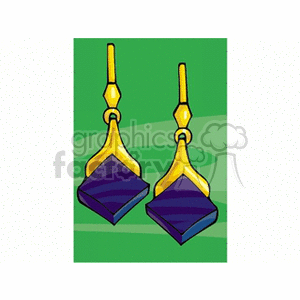 Gold and blue gemstone dangle earrings  clipart. Commercial use image # 137730