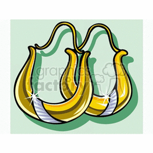 Gold and diamond hoop earrings  clipart.