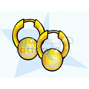 clipart - Gold hoop earrings with dangly balls.