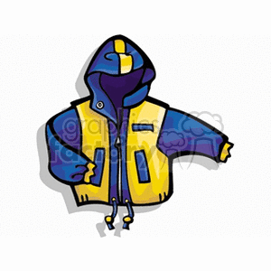 Blue and gold hooded jacket clipart. Commercial use image # 137999