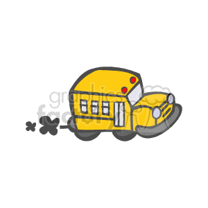Cute little school bus spiting smoke clipart. Commercial use image # 138746