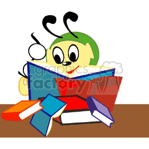 bookworm reading books clipart. Royalty-free image # 139332