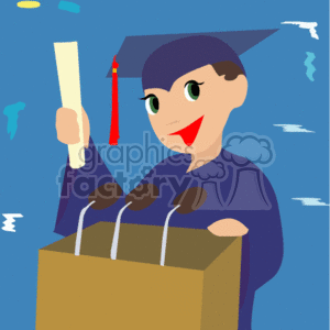 A Graduate speaking at the podium for Graduation clipart.
